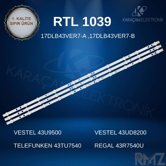 VESTEL 43U9500 LED BAR, VESTEL 43UD8200 LED BAR ,TELEFUNKEN 43TU7540 LED BAR,REGAL 43R7540U LED BAR  resmi