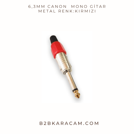 6,3mm Canon Stereo Gitar metalRenk:Kırmızı resmi