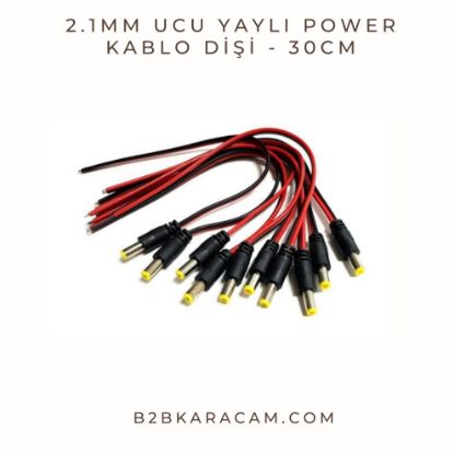 2.1mm Ucu Yaylı Power Kablo Dişi - 30cm resmi