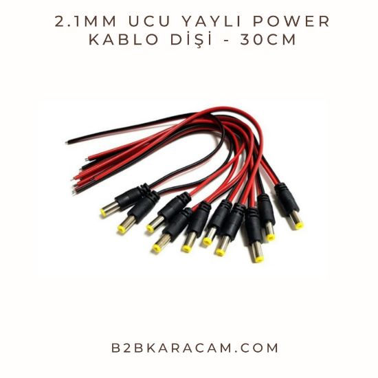2.1mm Ucu Yaylı Power Kablo Dişi - 30cm resmi
