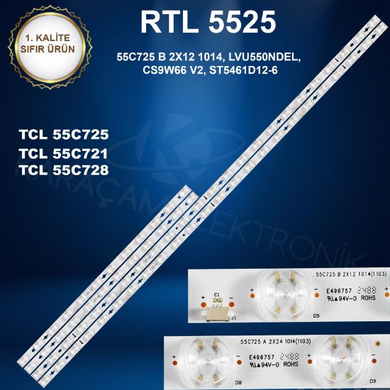 TCL 55C725, 55C721, 55C728, 55C725 A 2X24 1026,  LVU550NDEL, CS9W66 V2, ST5461D12-6, 55C725 B 2X12 1014, Led Bar resmi